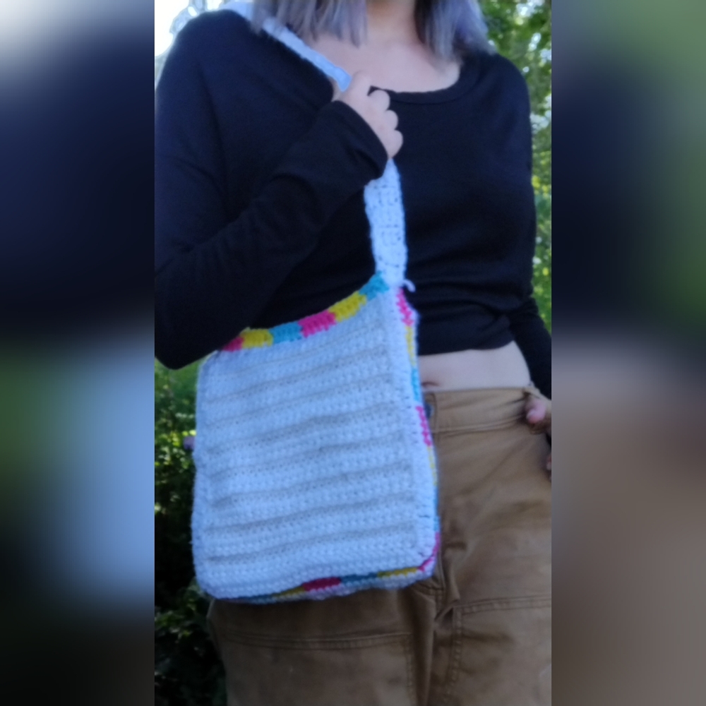 Handmade crochet bag- Pansexual pride